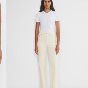 Denim Forum Cream Straight Leg Jeans